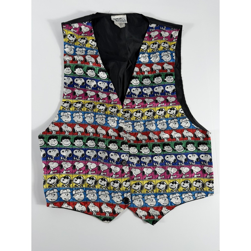 Peanuts Suit Vest Mens M Multicolor Snoopy Charlie Brown Cartoon Graphic Novelty